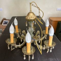 Vintage Avoca six light chandelier- acrylic & metal