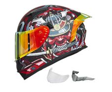ILM Full Face Motorcycle Helmet with 2 Visors Pinlock-Compatible Clear and Tinted-Street Bike Motocross Casco ECE Model Z501
