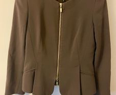 Escada Brown Peplum Zip Jacket Blazer EU 36 UK 8 Excellent Condition