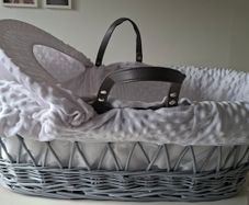 Moses Basket - Grey and white