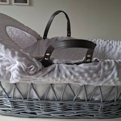 Moses Basket - Grey and white
