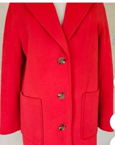 M&S Flame Red Wool Blend Coat