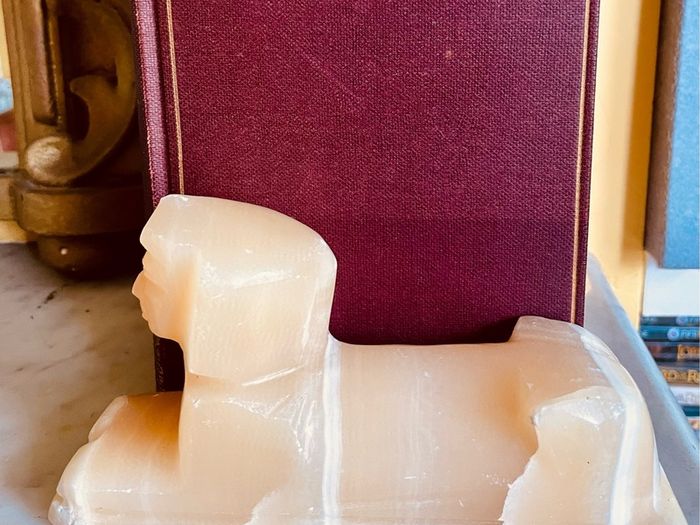 Vintage Onyx Marble Sphinx Bookends Heavy Decorative Pair