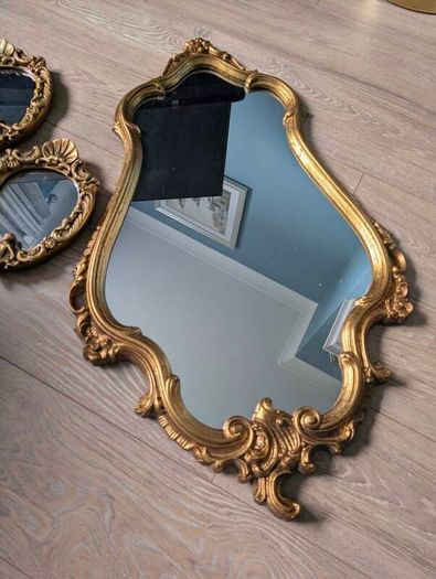 Stunning 3-Piece Vintage Gilt Mirror Set Rococo & Cherub Style