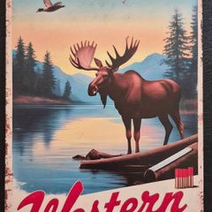 Western ammunition advertisement, vintage style metal sign .