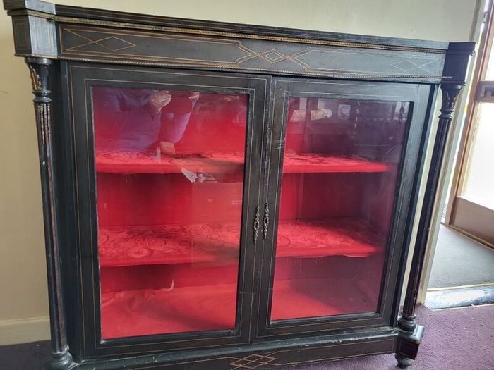 vintage china cabinet double glass doors