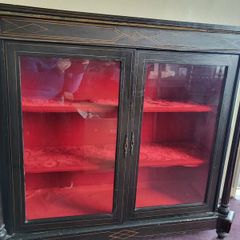 vintage china cabinet double glass doors