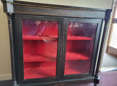 vintage china cabinet double glass doors