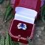 Antique Art Deco Sapphire & Diamond Ring - Platinum Image 7