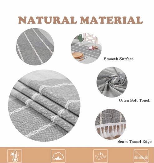 Rectangle Table Cloth Cotton Linen Wrinkle Free (MULTIPLE SIZES)