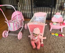 Baby Annabell doll, high chair & rocking crib