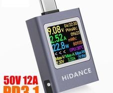 13 in 1 DC 4.5-50V 0-12A Multi-function Digital Display DC Voltage Ammeter Power Meter Type-c Cell Phone Charging PD3.1 Tester