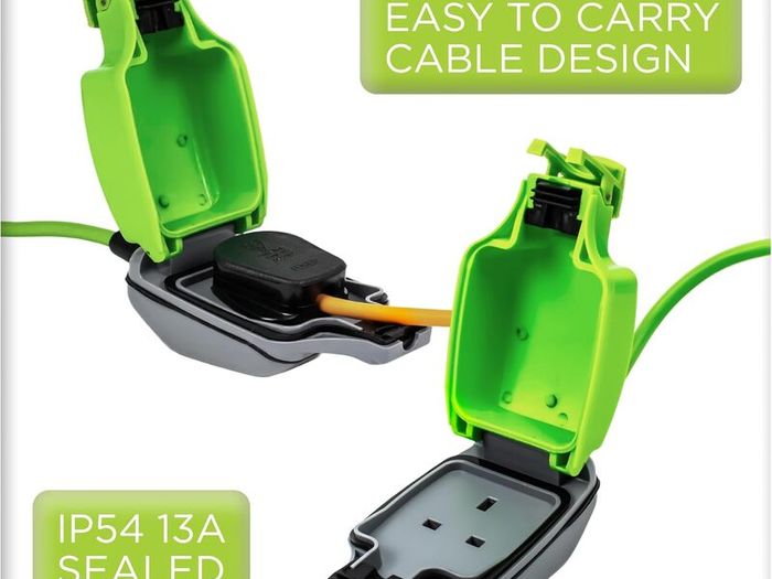 1 Socket Extension Lead, 5m Green Extension Cable, 13 amp Weatherproof Socket