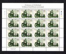 2010 Ireland Centenary of the AA (Automobile Association) in Ireland Commemorative Stamps Sheetlet Plate 1A1A1A1A Mint Never Hinged (MNH)