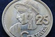 Silver 25 centavos 1957 Guatemala