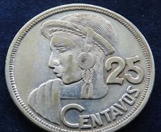 Silver 25 centavos 1957 Guatemala