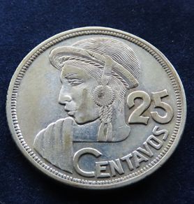 Silver 25 centavos 1957 Guatemala