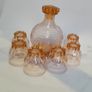 Peach Glass Decanter and Six Glasses Image 2