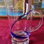 Antique Kilkenny Cobalt Blue Swirl Glass Large Footed Water Jug /Pitcher Image 5