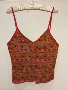 Zara Knit Jacquard Cactus Sunflower Tank Top Size S