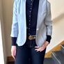 Premium Light Blue Cropped Jacket Vintage Style Minimalist Blazer XL/14 Image 2