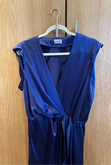 Blue silk dress philosophy di Alberta Ferretti 100% silk royal blue wrap style