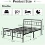 Double Bed Frame 4ft6 with Headboard and Footboard, Metal Bed Frame Double 46 cm High with Heavy Duty Slats Support, Noise Free, Easy Assembly, Black Image 2