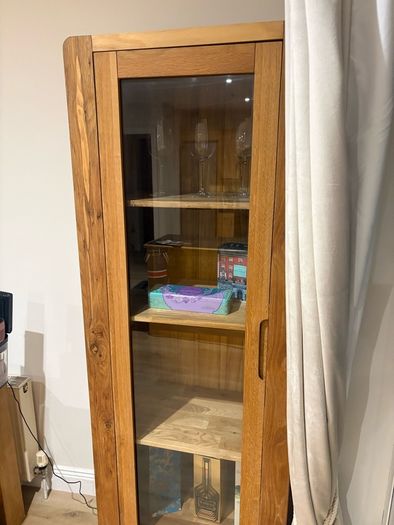 Solid Oak Display Cabinet with Glass Door