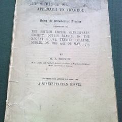 Spirit of Shakespeare's approach to tragedy Dublin Trinity College 1925 Ireland