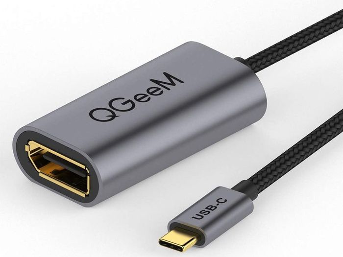 QGeeM USB-C Type (Thunderbolt 3 Compatible) DisplayPort (DP) Female (UHD 4K/60Hz) Gold-Plated/Nylon Braided/Aluminum Alloy Adapter Cable (Brand New/Warranty)