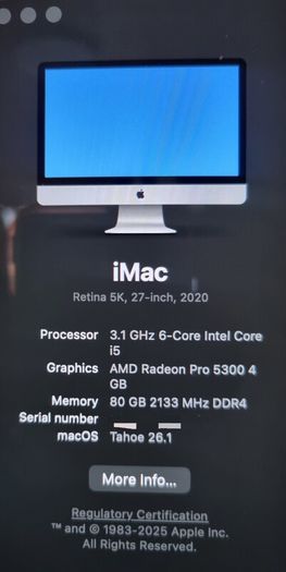 iMac 5K Retina 27" 80GB RAM 2020
