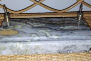 Vintage Green Marble Double Pen Stand