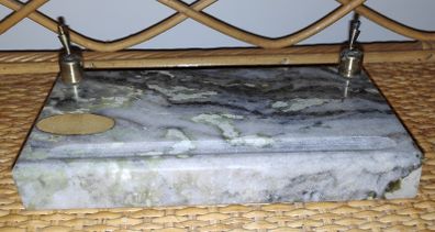 Vintage Green Marble Double Pen Stand