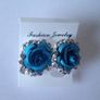 Brand new Turquoise / light blue Rose & Diamond earrings Image 4