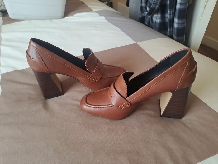 Block heel women's brown shoes