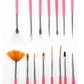 15pcs Professional Nail Art Brushes Set - PINK