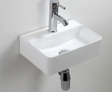 Rectangular White Ceramic Basin Small Bathroom Wall Mounted Basin 365x250x105mm