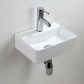 Rectangular White Ceramic Basin Small Bathroom Wall Mounted Basin 365x250x105mm