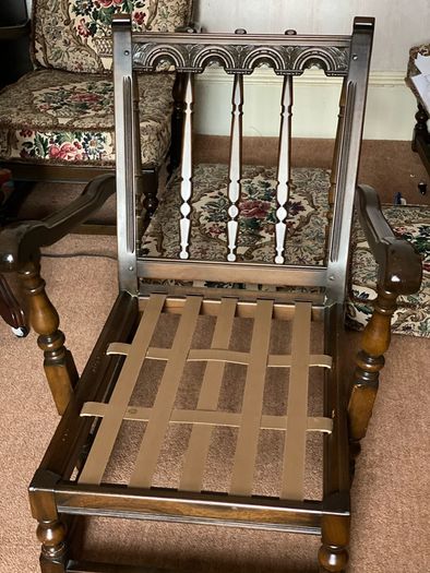 Ercol Victorian Tapestry Revival Old Colonial Yorshire Tall back Armchairs Set