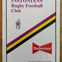 1992 Instonians v Young Munster - All Ireland League Rugby Programme