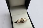 Vintage 9ct Yellow Gold Gents Buckle Ring