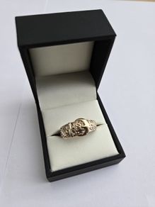 Vintage 9ct Yellow Gold Gents Buckle Ring