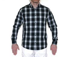 NEW H&M Dark Green, Grey, Black and White Check/Checked/Cowboy Shirt - Size L