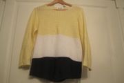 Lady's Lemon/Navy/White Striped Long Sleeved Top.