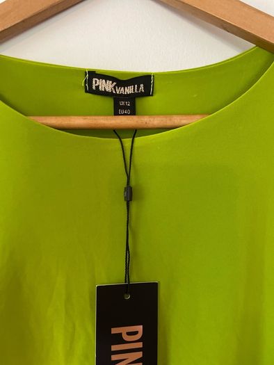 Pink Vanilla high neck green ruched dress size 12 - New