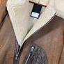 NEW Unisex Merino Wool Brown Retro REAL SHEEPSKIN Shearling Biker Leather Jacket Size S Image 7