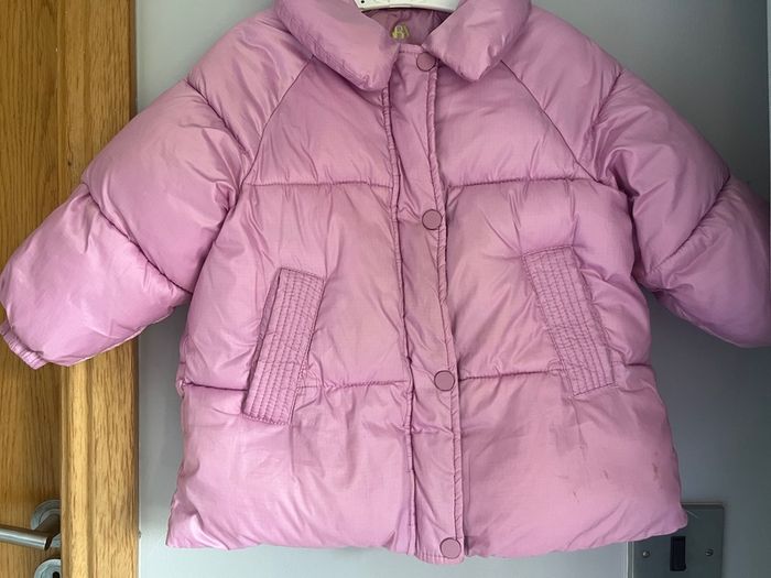 Zara girls pink, water-repellent kids' puffer jacket Age 4 EUC