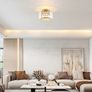 Ceiling Lights, Semi Flush K9 Crystal Chandelier Lamp with Metal Lampshade, E27 Gold Ceiling Lighting, Modern Light Fittings for Kitchen Hallway Living Room Bedroom Hall Home Decoration Image 6