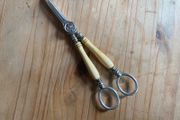 Vintage Silver Plated Grape Scissors Bone Handle