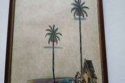 picture watercolour North African scene signed